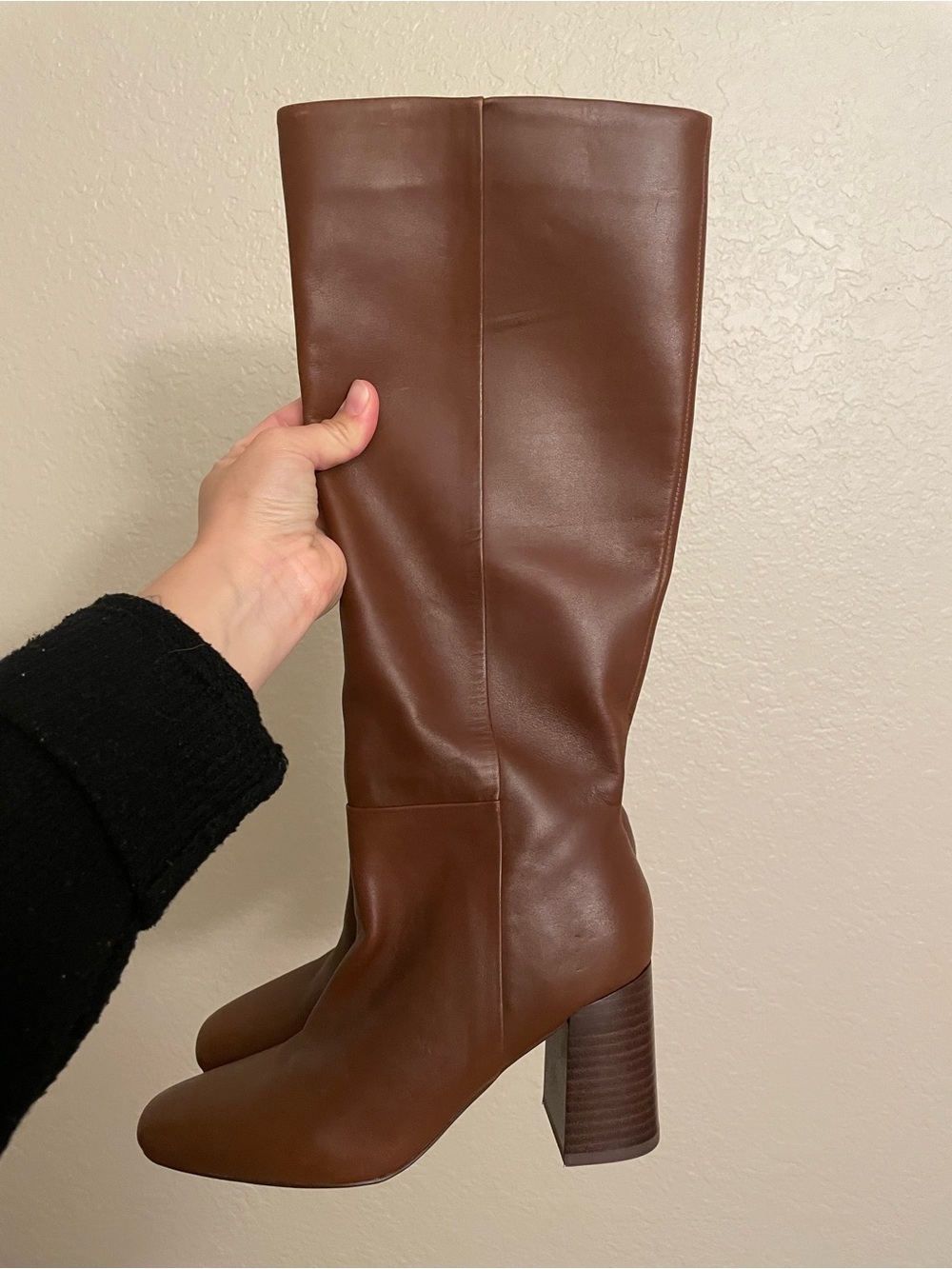 Calvin Klein - Classic Tall Brown Block-Heel Women's Boots